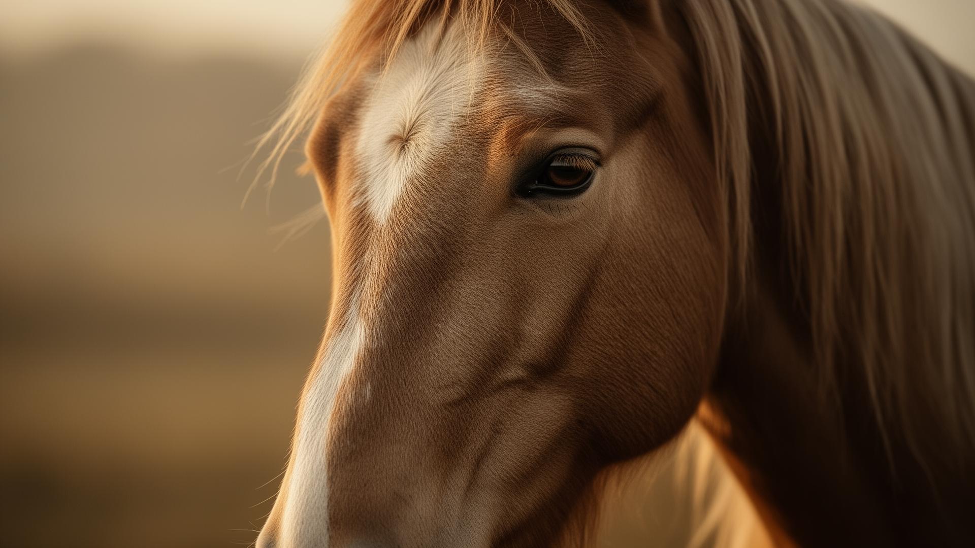 Retrato sereno de un caballo en luz dorada de la mañana